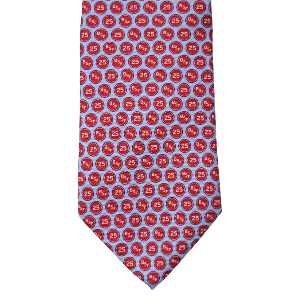 Vineyard Vines Big Shoulders Fund 25th Anniversary Silk Tie Blue Red BSF Logo - Picture 6 of 9
